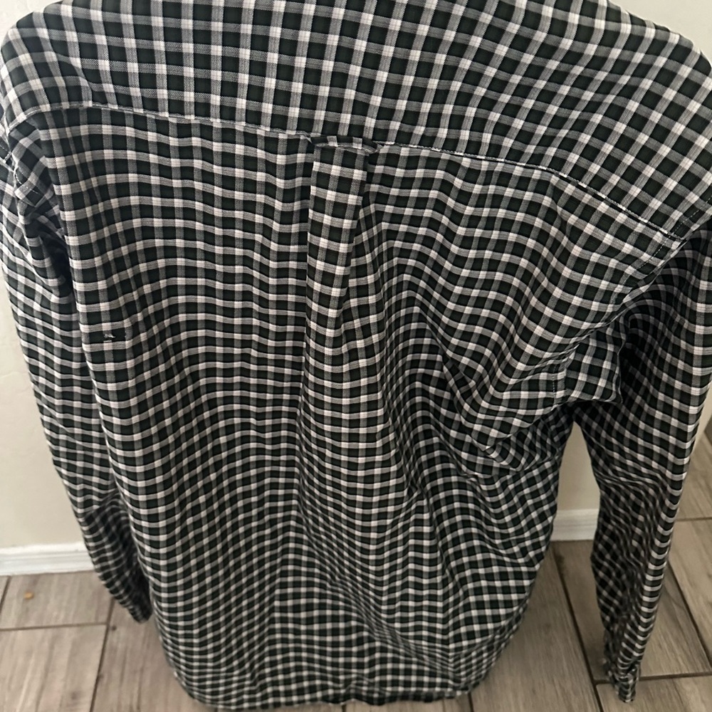 Men’s used American Eagle long sleeve button shirt rugged Oxford plaid size L - Picture 4 of 4